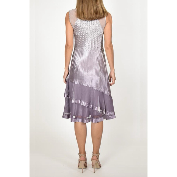 Komarov Charmeuse Chiffon Dress Iridescent Purple A-Line Sleeveless Size S - Picture 4 of 12